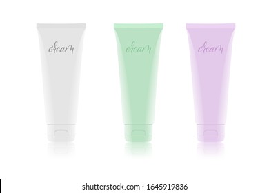 Mockups for cream tubes isolated on white background. Vector illustration.