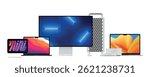 Mock-ups gadgets collection Smartphone,Pc, Tablet, Laptop, blank screen for your design. Mockup generic device. Template for infographics or presentation ui, ux.