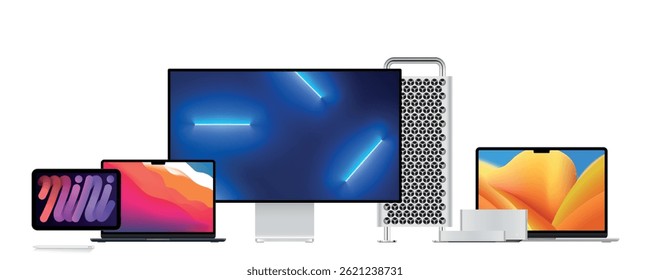 Mock-ups gadgets collection Smartphone,Pc, Tablet, Laptop, blank screen for your design. Mockup generic device. Template for infographics or presentation ui, ux.