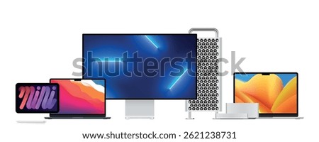 Mock-ups gadgets collection Smartphone,Pc, Tablet, Laptop, blank screen for your design. Mockup generic device. Template for infographics or presentation ui, ux.
