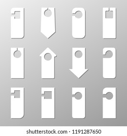 mock-ups for the signs on the door. sign hanger of various shapes on a light background