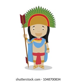 Moctezuma II Cartoon Character. Vector Illustration. Kids History Collection.