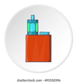 Mod and clearomizer in kit icon in cartoon style isolated on white circle background. Smoking symbol vector illustration