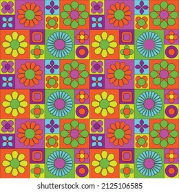 mod colorful geometric vector pattern with flowers