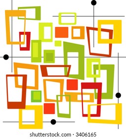 Mod, colorful Squares (Vector) Spot illustration of stylish,orange, red, green, gold squares. Easy-edit layered vector file--No transparencies or strokes!