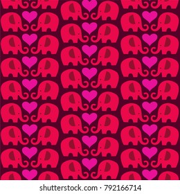 mod elephant valentines day background pattern with hearts