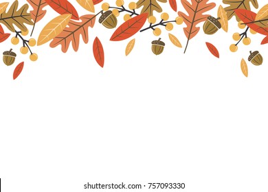 Mod Fall Leaves Repeating Horizontal Vector Illustration 1