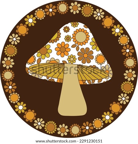 mod flower pattern mushroom with floral frame