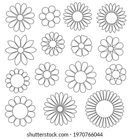 Mod Flowers Black Outline Digital Stamps