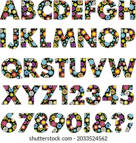 Mod Neon Flowers Vector Pattern Alphabet