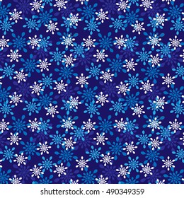 mod overlapping snowflakes on blue