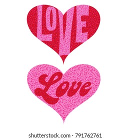 mod pink red love valentine glitter hearts vector graphics