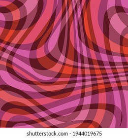 Mod Pink Red Ornage Wavy Abstract Plaid Vector Background Pattern