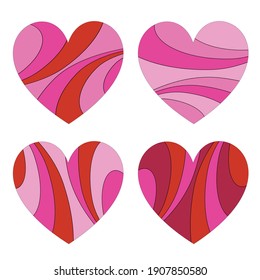 mod pink red pattern valentine vector hearts