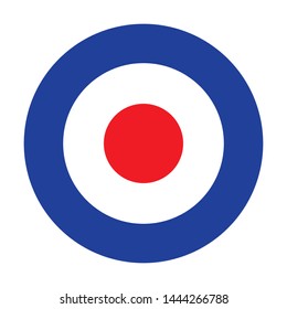 Mod target RAF roundel. Royal Air Force badge symbol. UK military seal. Non combat aircraft roundel.