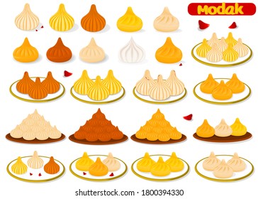 Modak Indian Sweets Or Mithai Food Vector