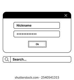 Modal and Dialog Window Set for Authentication and Search UI Elements