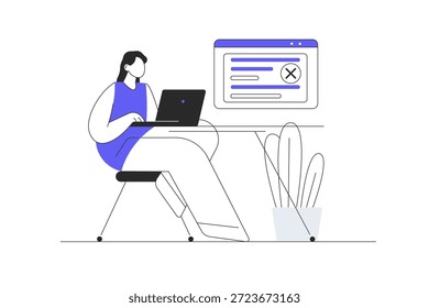 Ventana emergente modal. Ventana en la interfaz de usuario. Ilustración vectorial plana de la historieta, icono Web elegante de la página de aterrizaje del diseño abstracto