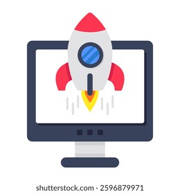 Mode design icon of online rocket