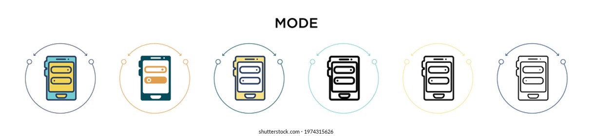 Mode icon in filled, thin line, outline and stroke style. Vector illustration of two colored and black mode vector icons designs can be used for mobile, ui, web