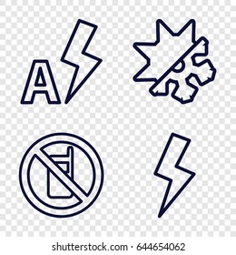 Mode icons set. set of 4 mode outline icons such as no phone, flash, auto flash