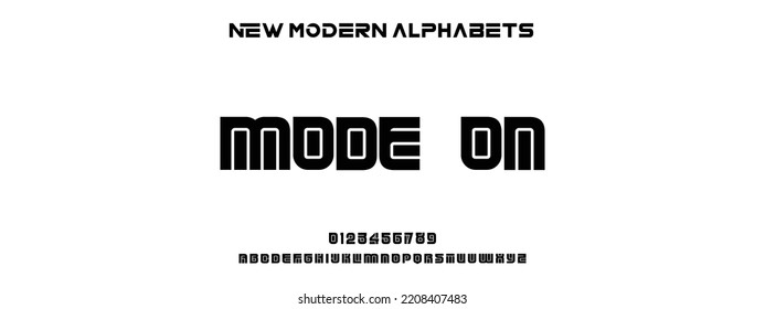 MODE ON Sports minimal tech font letter set. Luxury vector typeface for company. Modern gaming fonts logo design.