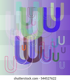 model and advertising, thin U around alphabet
