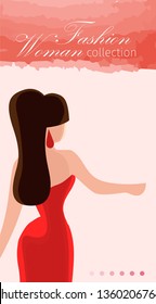 Model Agency Fashion Woman Collection Flat Banner. Texture Fabric Clothing Adds Chic and High Price to Evening Woman. Vector Illustration Landing Page. Basic Things Add Gloss to Woman.