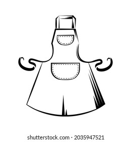 Model of apron for women with two pockets. View front. Isolated vector illustration