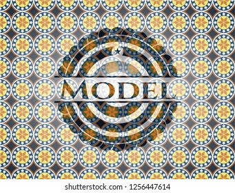 Model arabic style emblem. Arabesque decoration.