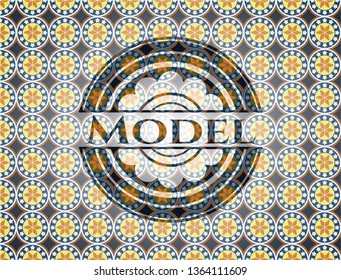 Model arabic style emblem. Arabesque decoration.
