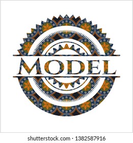 Model arabic style emblem. Arabesque decoration.