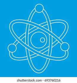 Model of atom icon blue outline style isolated vector illustration. Thin line sign