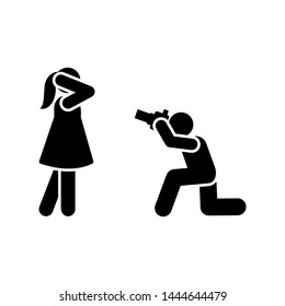 Model, backdrop, portrait, photography pictogram icon. Element of photographer pictogram icon
