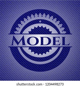 Model badge with denim texture