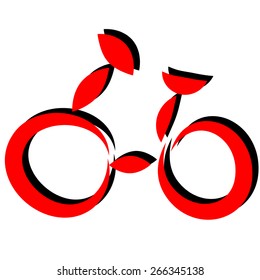 model of the bike in red color, vector illustration