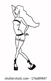 A model in black and white funny style