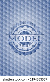 Model blue hexagon emblem.