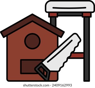 Model building Concept, creation of physical models Vector Color Icon Design, Hobby Symbol, Leisure time Activity Sign, Hobbyists and Handicraft Stock Illustration