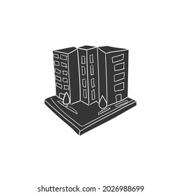 Model Building Icon Silhouette Illustration. Architect Vector Graphic Pictogram Symbol Clip Art. Doodle Sketch Black Sign.