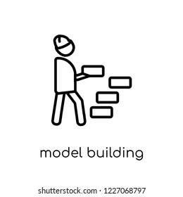 Model building icon. Trendy modern flat linear vector Model building icon on white background from thin line Activity and Hobbies collection, editable outline stroke vector illustration