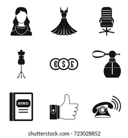 Model business icons set. Simple set of 9 model business vector icons for web isolated on white background