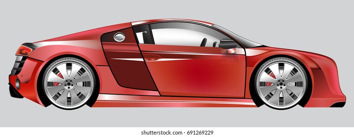 Model car red. Illustration of bed design for boys. A realistic template. Vector.