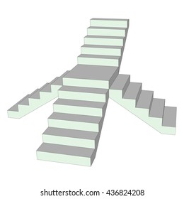 Model concrete staircase 3d isolated on the four sides. View from above. Part of the  ladder  for office, buildings, structures. Vector illustration on a white background.