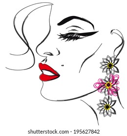 Model in earrings, sketch