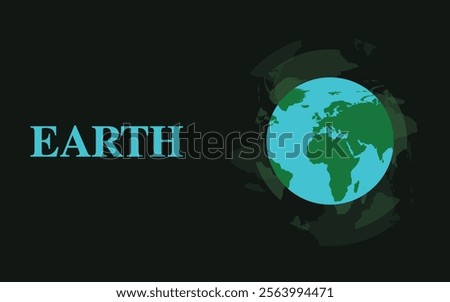 A model of the Earth with text "the Earth" next to it. Planet with clouds, paper cut design. Vector illustration. Happy Earth day concept. Background vector of the concept of World Environment Day.