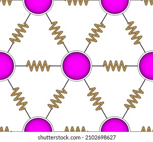 Model of an elastic body in the form of a thin layer of octahedral symmetry. Seamless illustration elastic plate models.