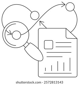 Model Evaluation icon. Simple outline monochrome black vector pictogram with thin lines on a transparent background. Line thickness is editable