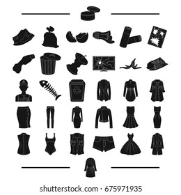 model, fashion, ecology and other web icon in black style. knitwear, textiles, clothing, icons in set collection.