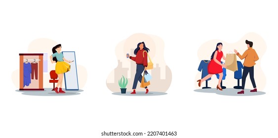 Model Fashion Flat Bundle Design